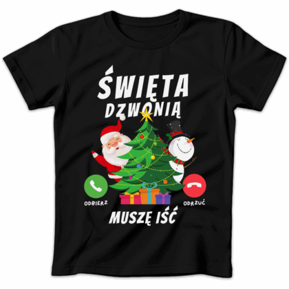 Koszulka damska Święta dzwonią muszę iść czarna