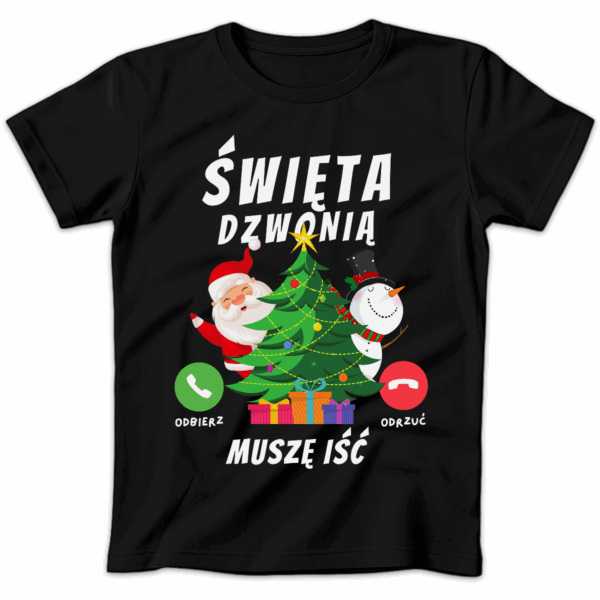 Koszulka damska Święta dzwonią muszę iść czarna