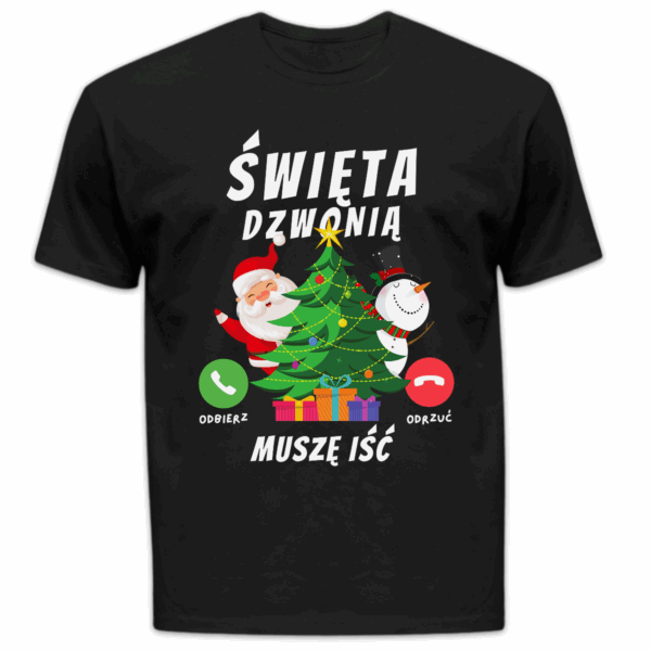 Koszulka męska Święta dzwonią muszę iść czarna