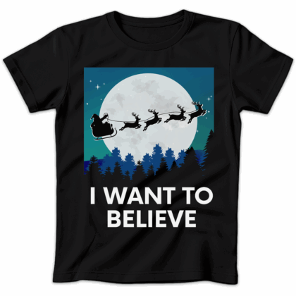 Koszulka damska Mikołaj i want to believe czarna