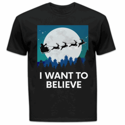 Koszulka męska Mikołaj i want to believe czarna