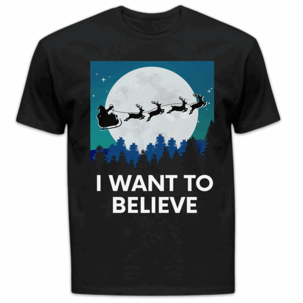 Koszulka męska Mikołaj i want to believe czarna