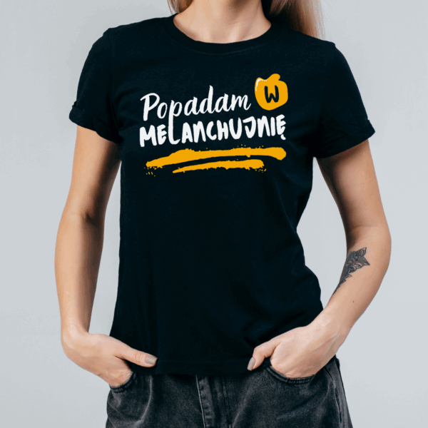 Koszulka damska Popadam w melanchujnię czarna - obrazek 2