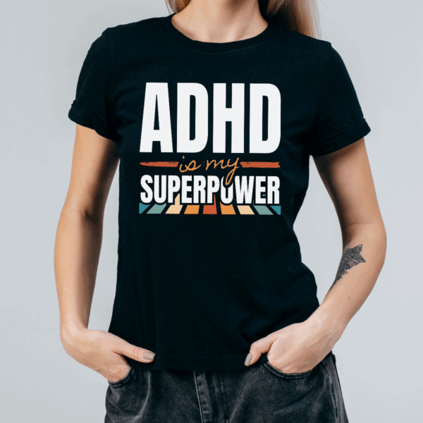 Koszulka damska ADHD is my superpower czarna - obrazek 2