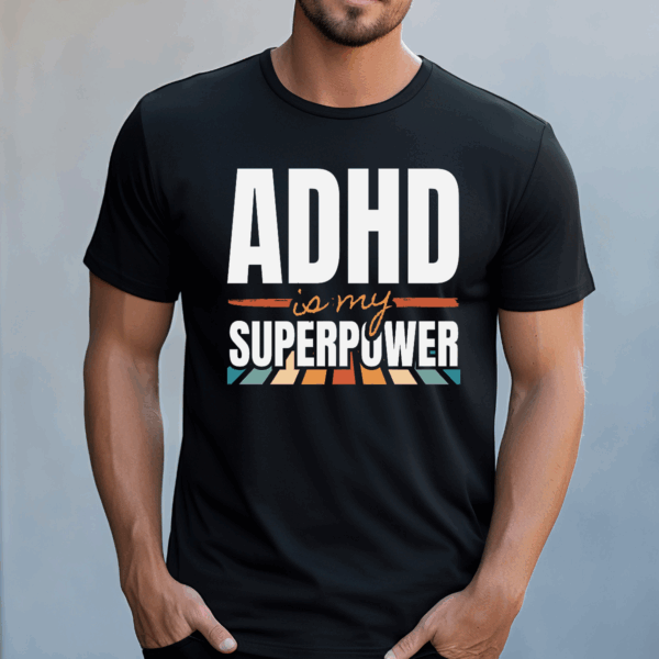 Koszulka męska ADHD is my superpower czarna - obrazek 2