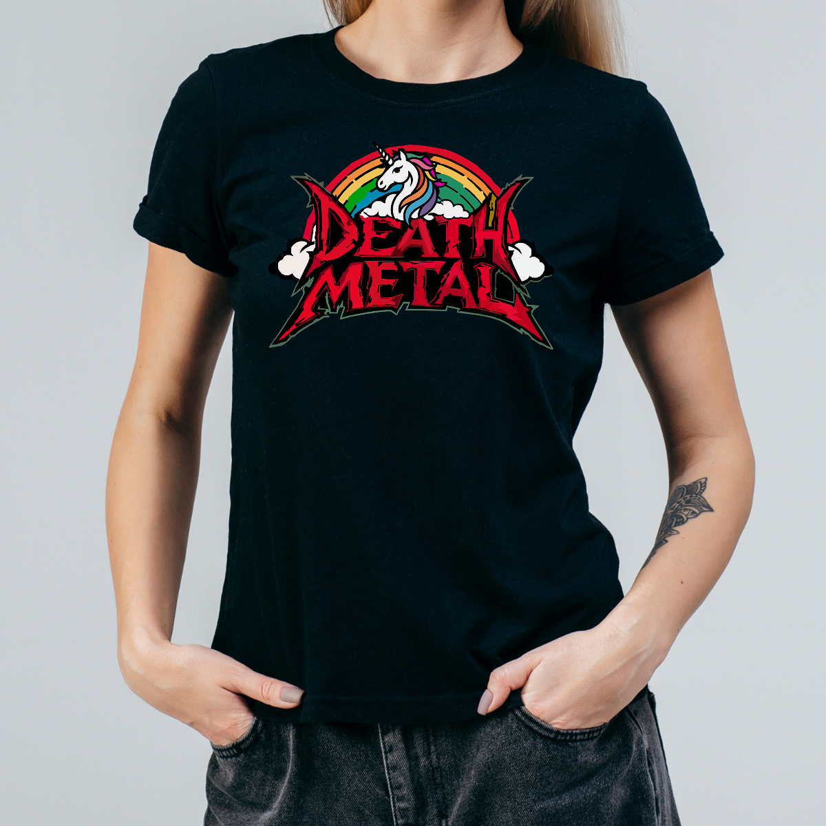 Koszulka damska Death metal czarna - obrazek 2