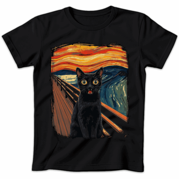 Koszulka damska Kot muncha czarna