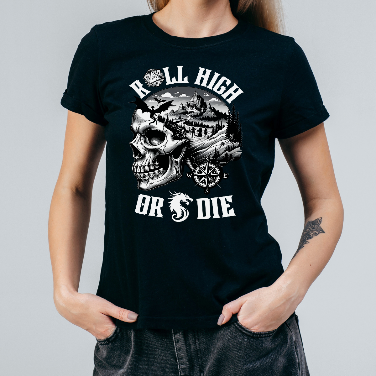 Koszulka damska Roll high or die czarna - obrazek 2