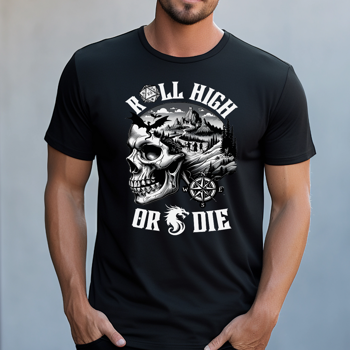 Koszulka męska Roll high or die czarna - obrazek 2