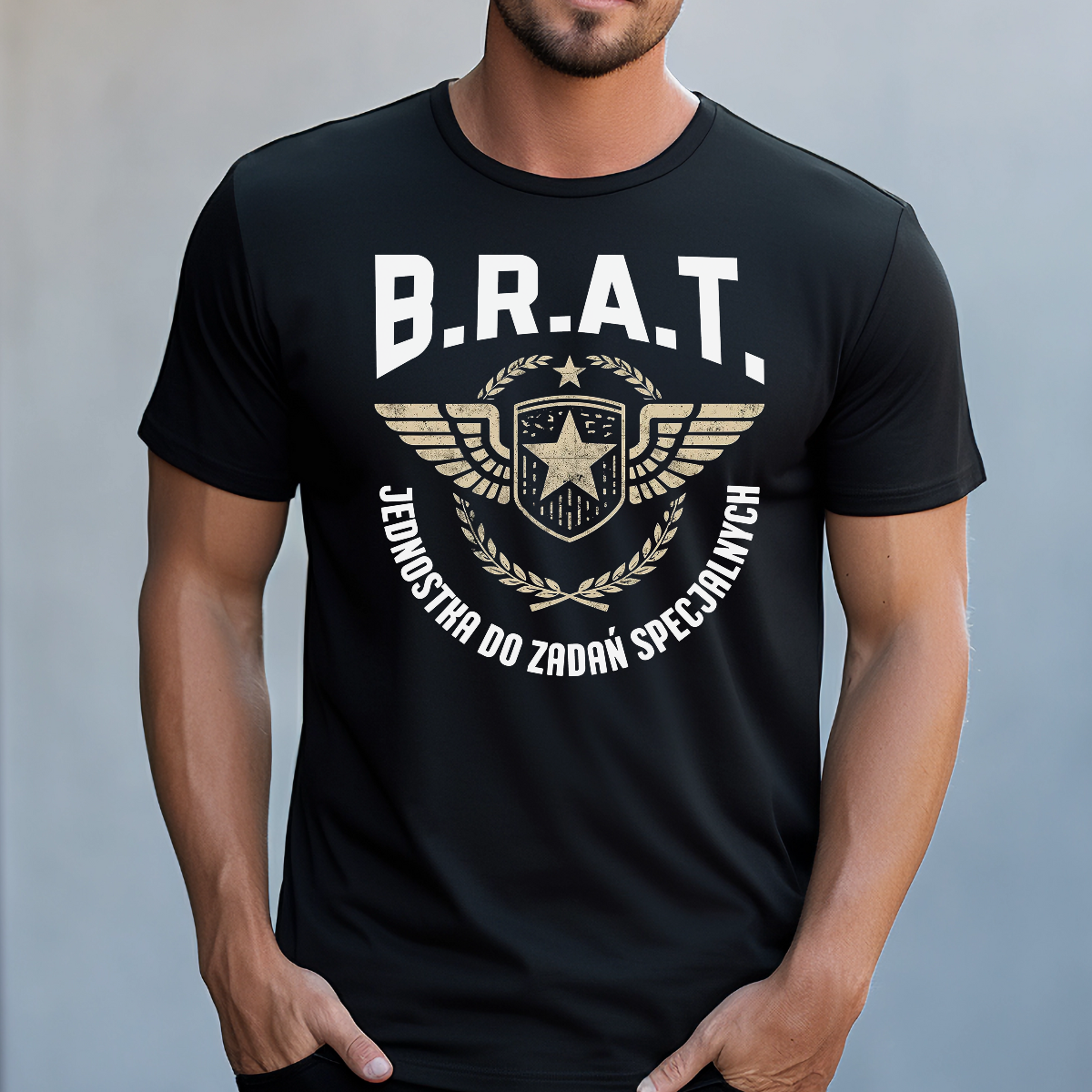 Koszulka męska B.R.A.T. jednostka do zadań specjalnych czarna - obrazek 2