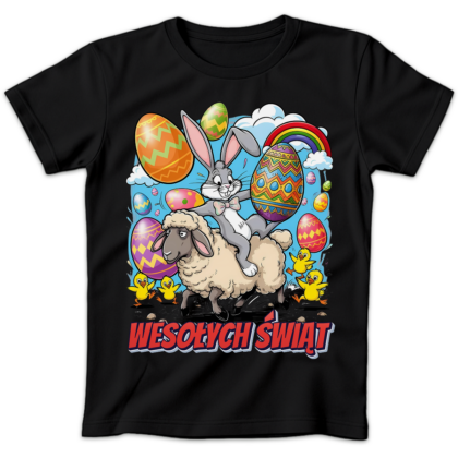 Koszulka damska Wesołych świąt kreskówkowa wielkanoc czarna