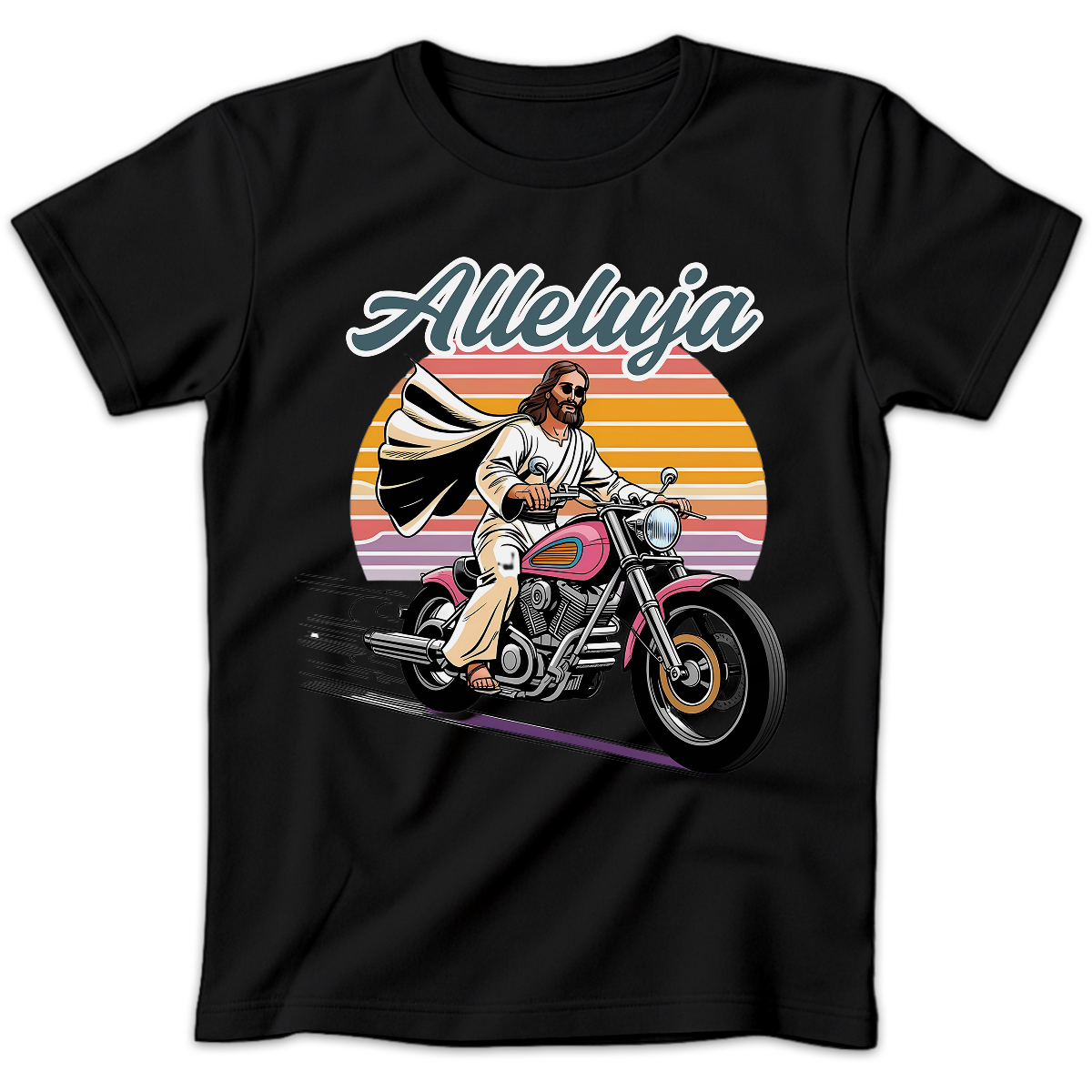 Koszulka damska Alleluja na motorze czarna