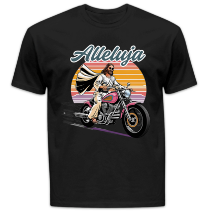 Koszulka męska Alleluja na motorze czarna