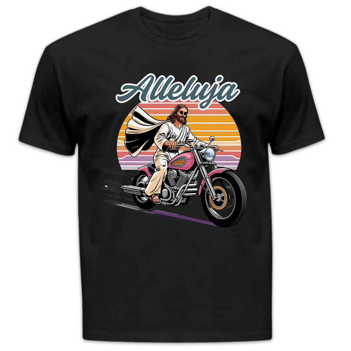 Koszulka męska Alleluja na motorze czarna