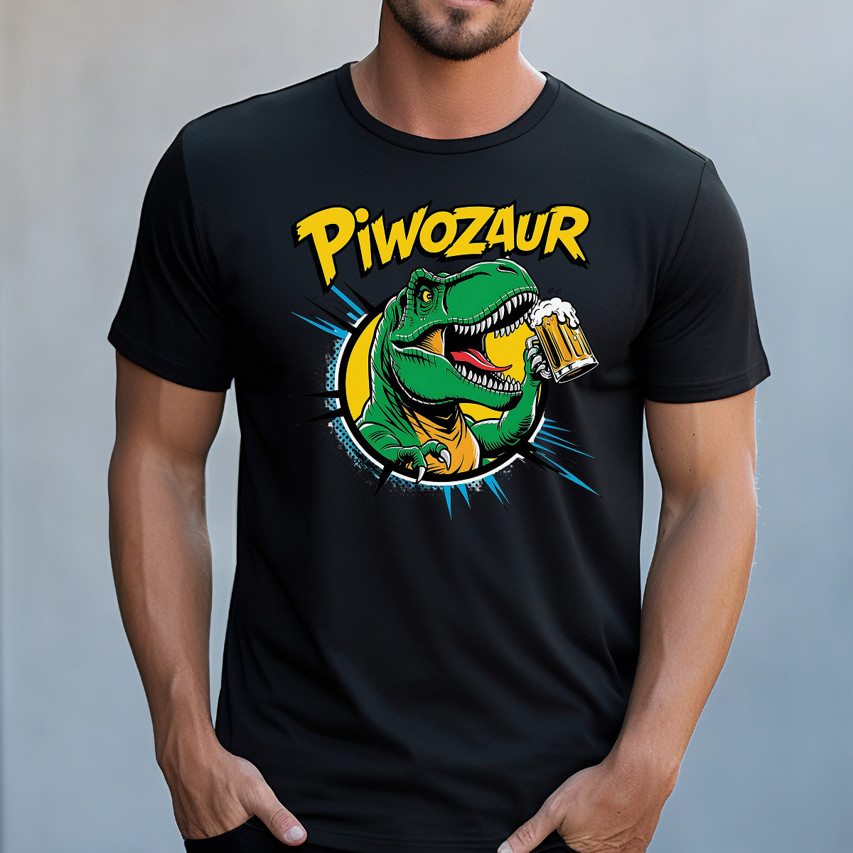 Koszulka męska Piwozaur czarna - obrazek 2