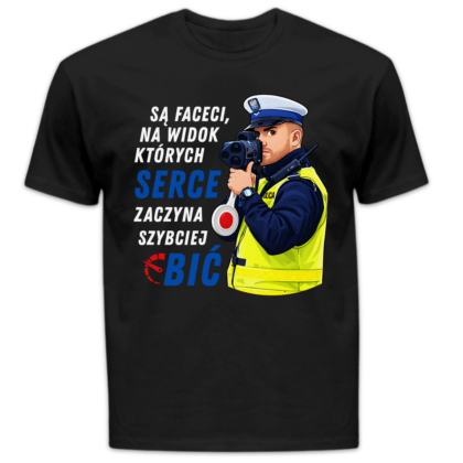 Koszulka męska Są faceci na widok których serce zaczyna szybciej bić czarna
