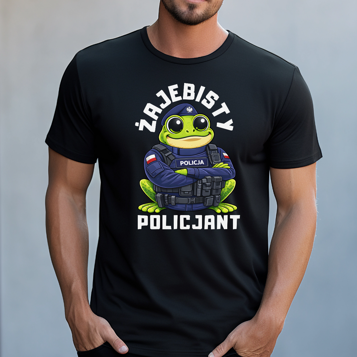 Koszulka męska Żajebisty policjant czarna - obrazek 2