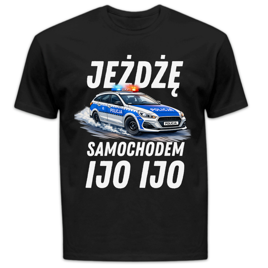 Koszulka męska Jeżdżę samochodem ijo ijo czarna