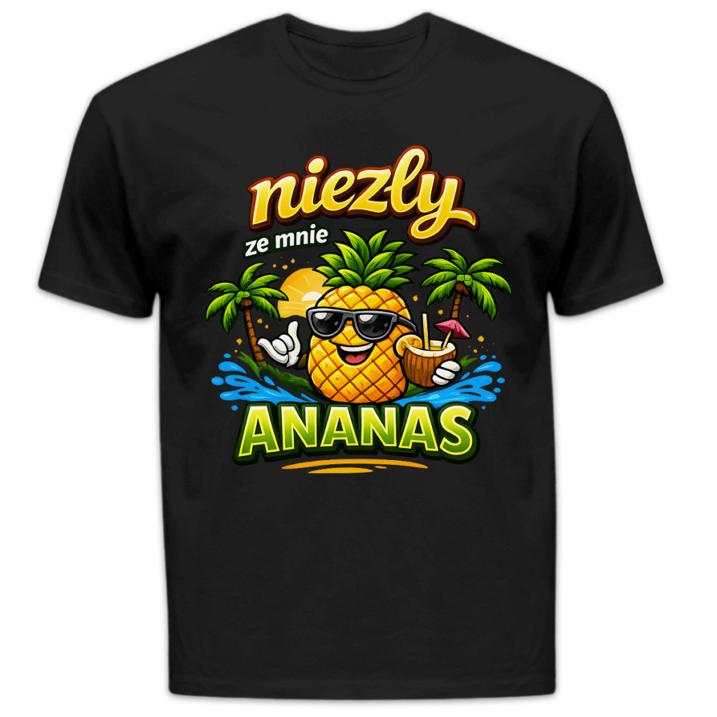 Koszulka męska Niezły ze mnie ananas czarna