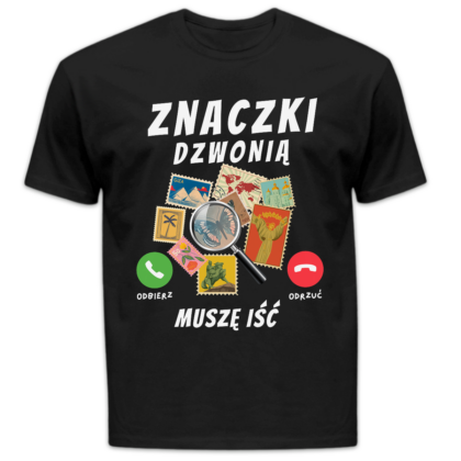 Koszulka męska Znaczki dzwonią muszę iść czarna