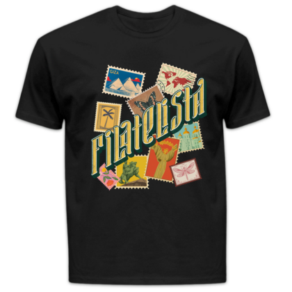 Koszulka męska filatelista czarna