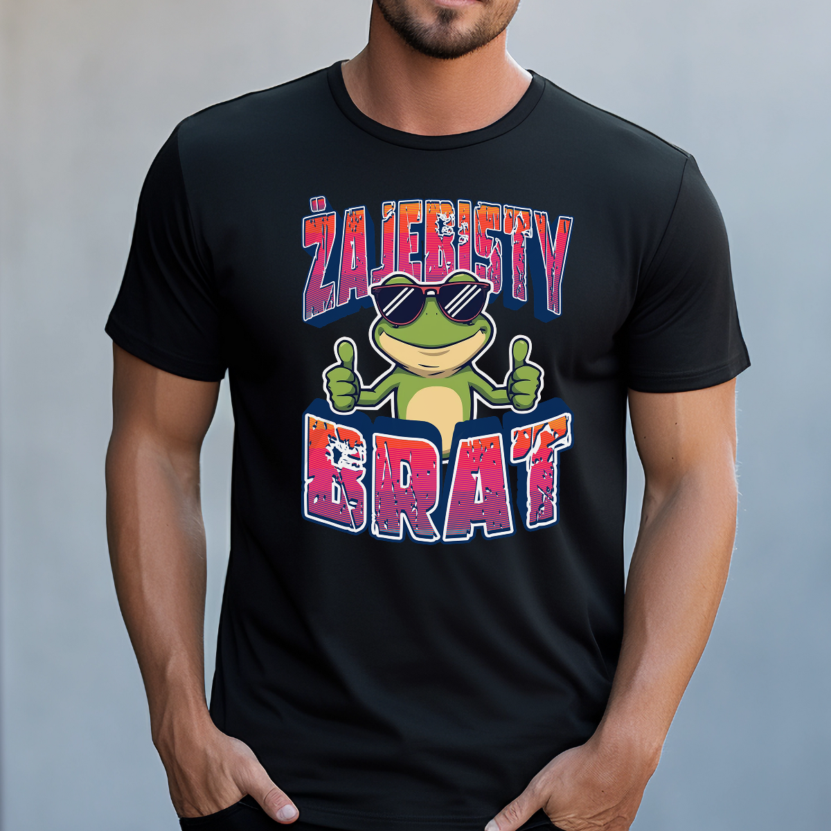 Koszulka męska Żajebisty brat czarna - obrazek 2
