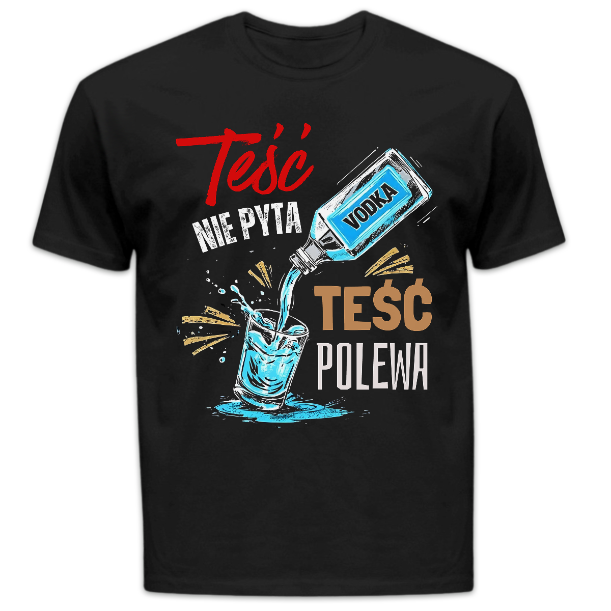 Koszulka męska Teść nie pyta teść polewa czarna