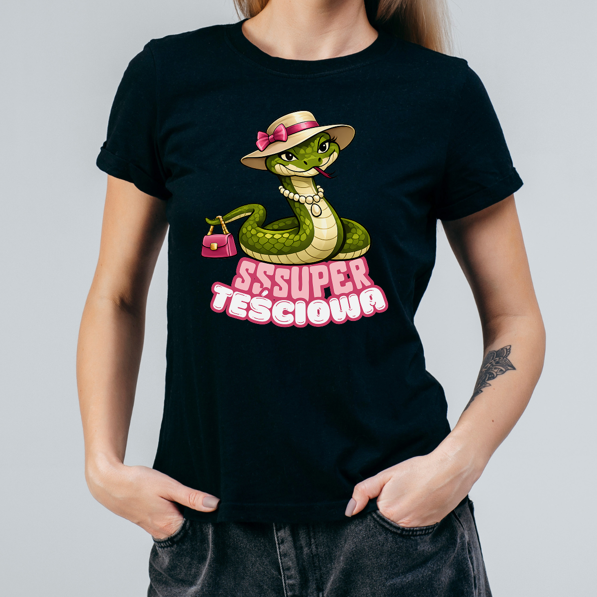 Koszulka damska Sssuper teściowa czarna - obrazek 2