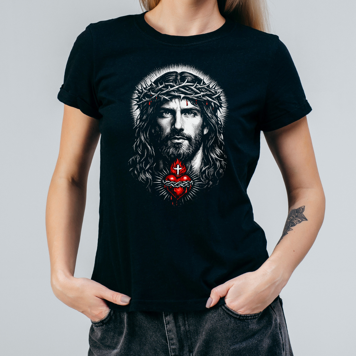 Koszulka damska Chrystus król czarna - obrazek 2