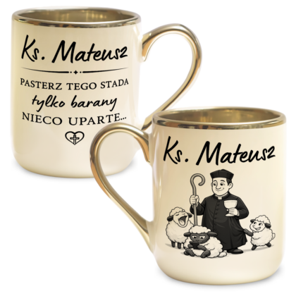 Kubek Elegant Ksiądz pasterz tego stada tylko barany nieco uparte + imię