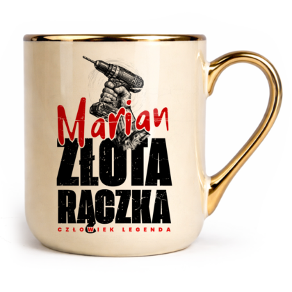Kubek Elegant Złota rączka człowiek legenda + imię