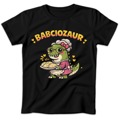 Koszulka damska Babciozaur czarna