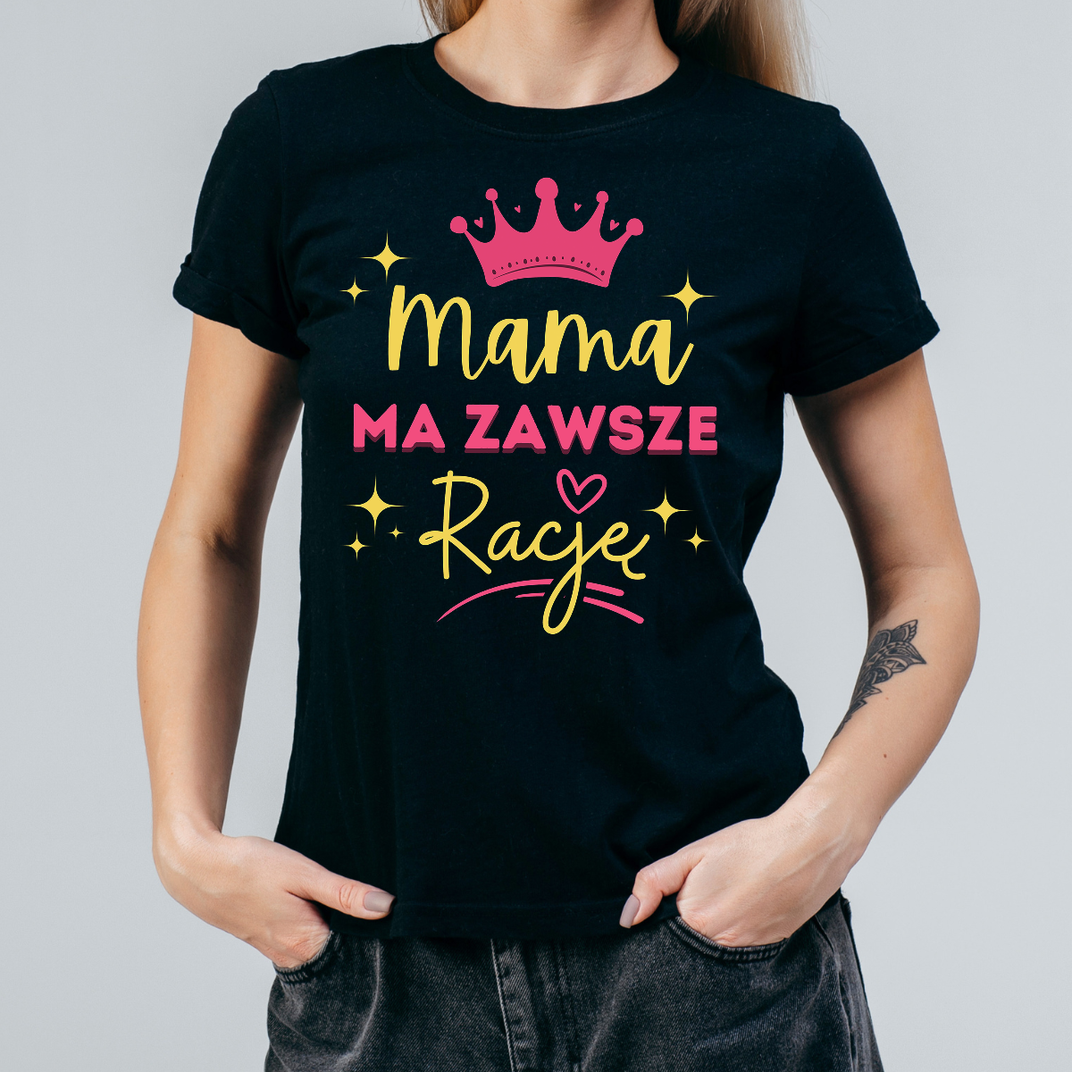 Koszulka damska Mama ma zawsze rację czarna - obrazek 2