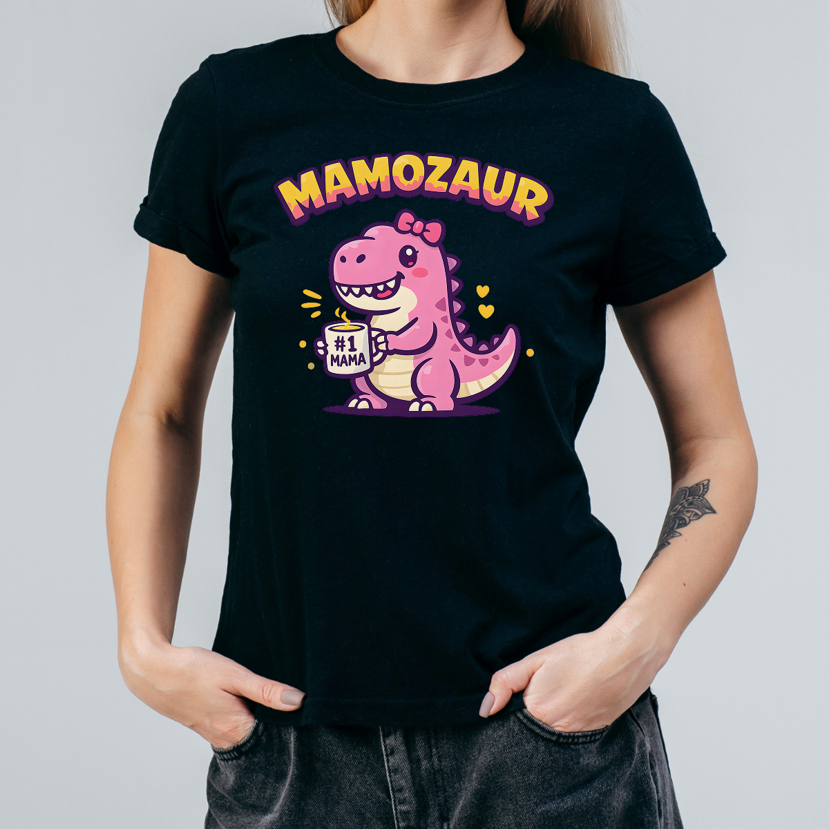 Koszulka damska Mamozaur czarna - obrazek 2