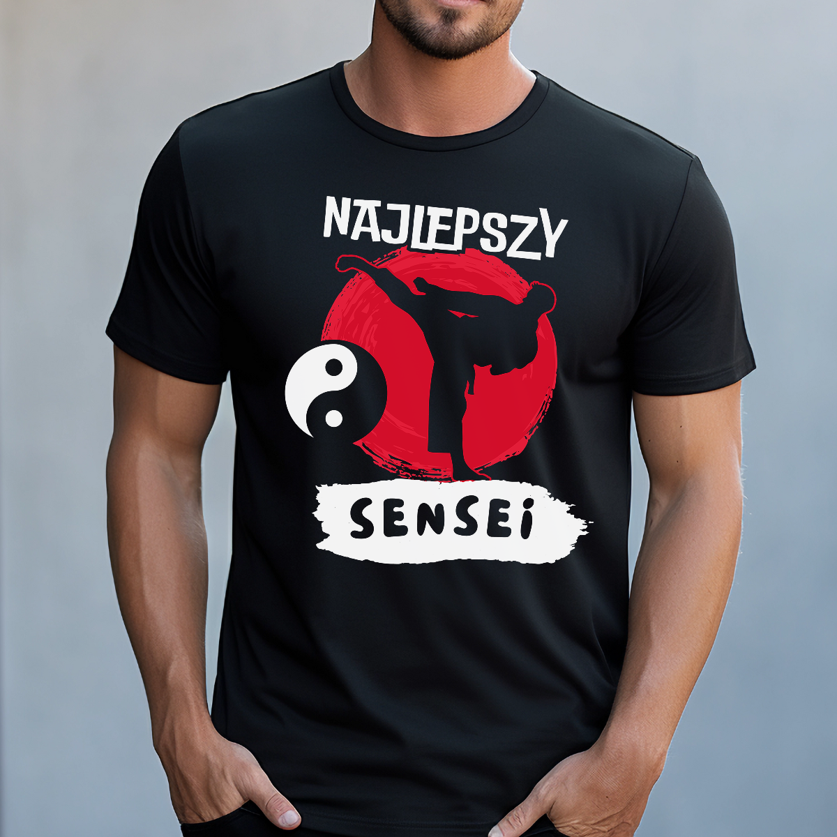 Koszulka męska Najlepszy sensei czarna - obrazek 2