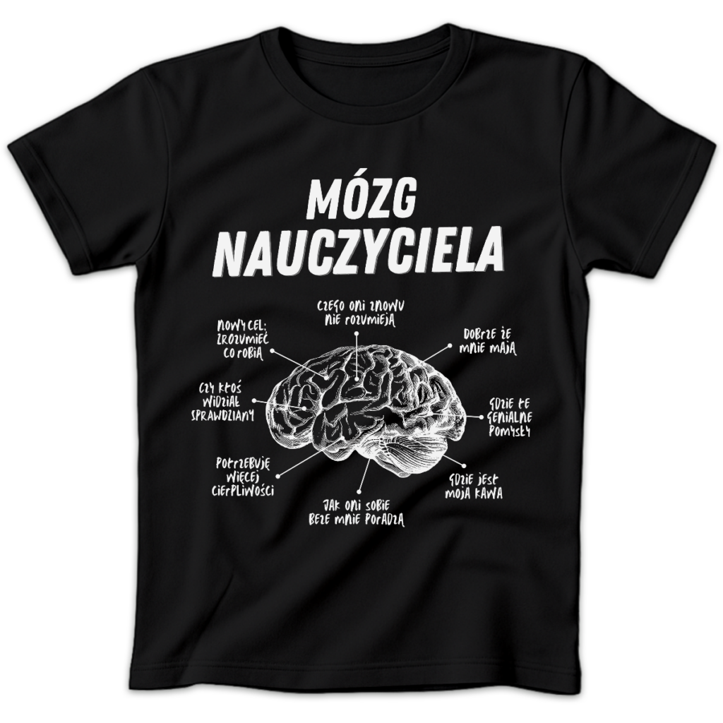 Koszulka damska Mózg nauczyciela czarna