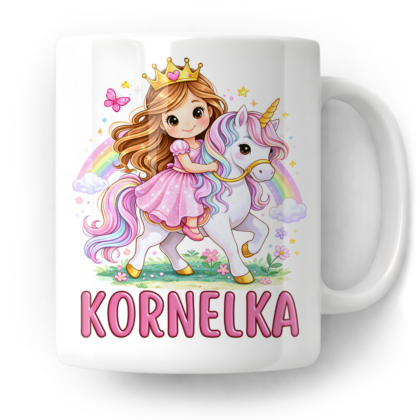 Kubek Księżniczka na jednorożcu + imię