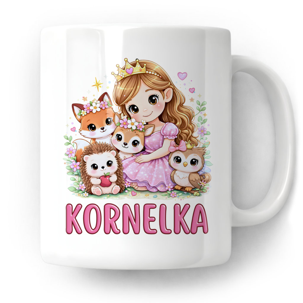 Kubek Księżniczka i zwierzęta leśne + imię
