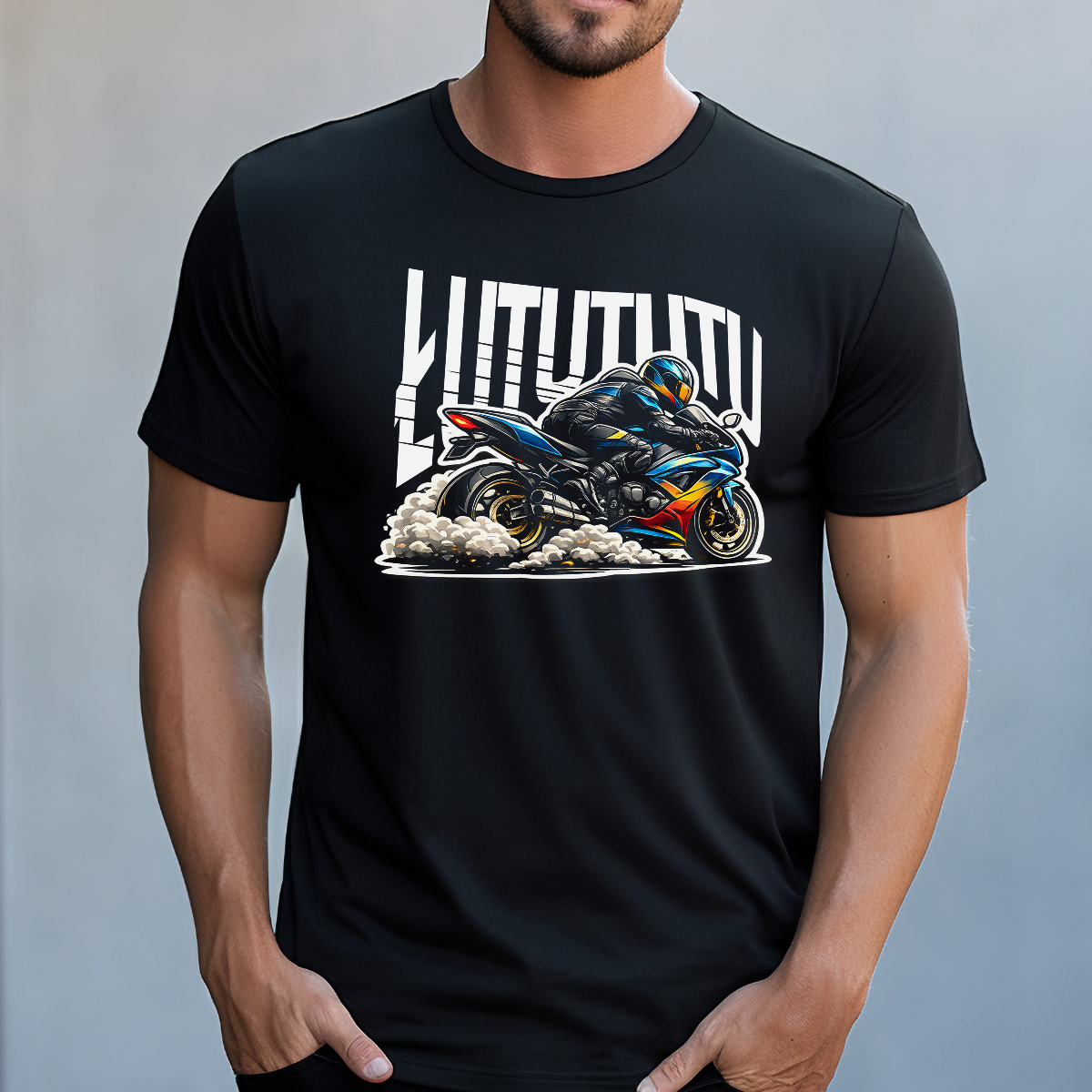 Koszulka męska Motocykl łutututu czarna - obrazek 2