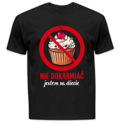 Koszulka męska Nie dokarmiać jestem na diecie czarna