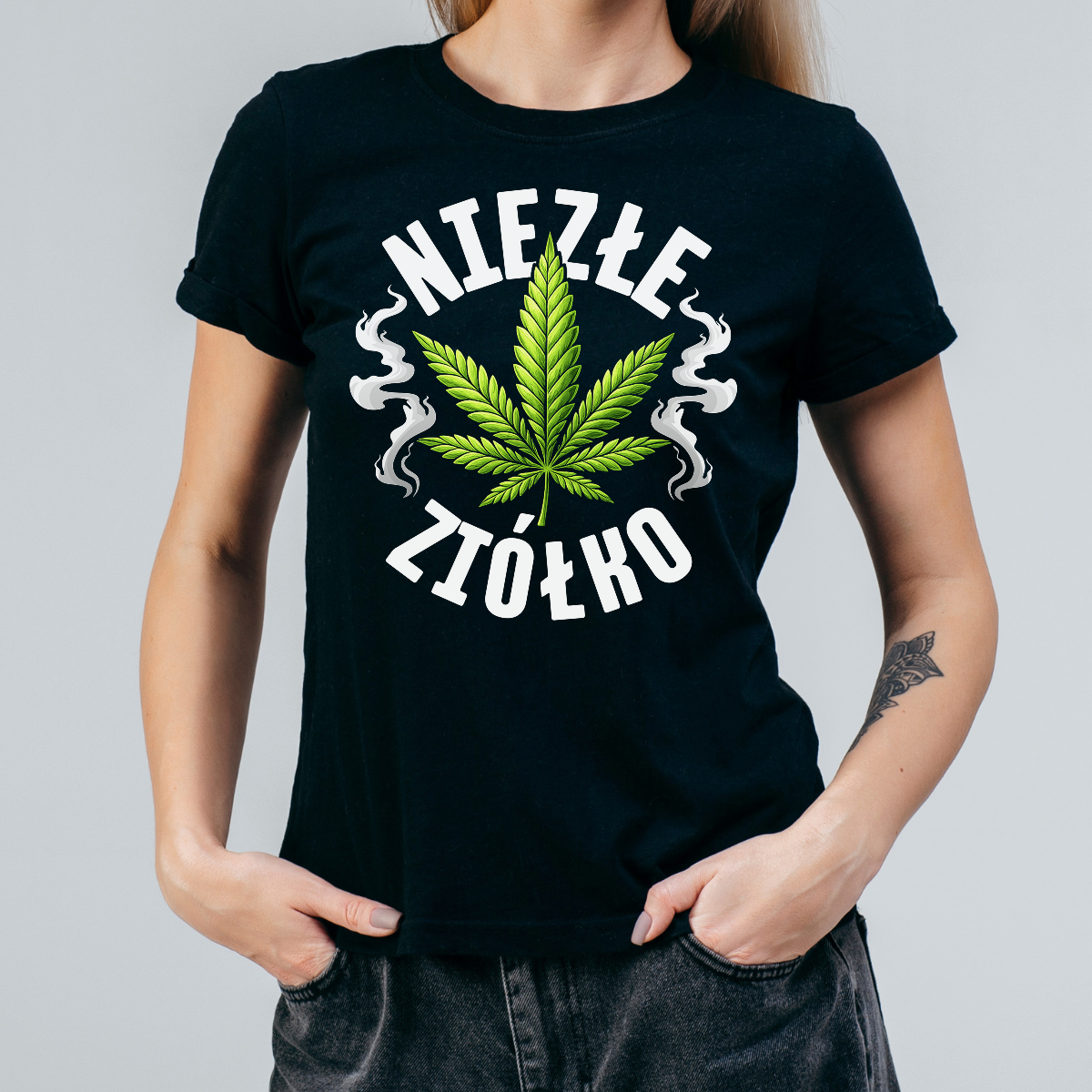 Koszulka damska Niezłe ziółko czarna - obrazek 2