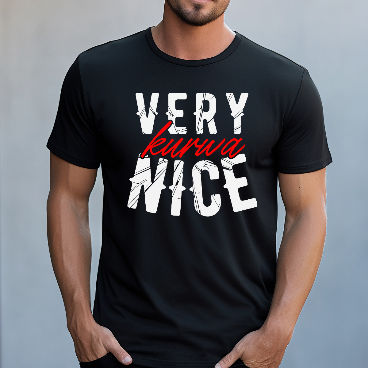 Koszulka męska Very kurwa nice czarna - obrazek 2
