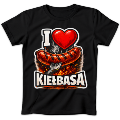 Koszulka damska I love kiełbasa czarna