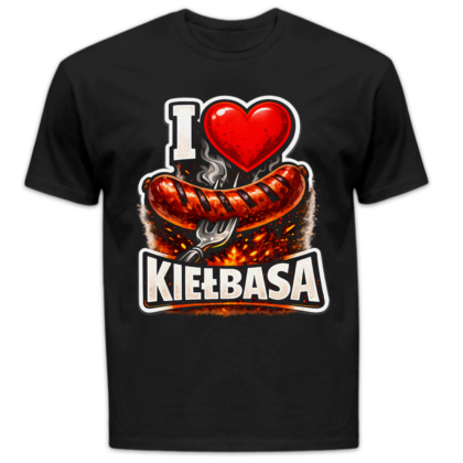 Koszulka męska I love kiełbasa czarna