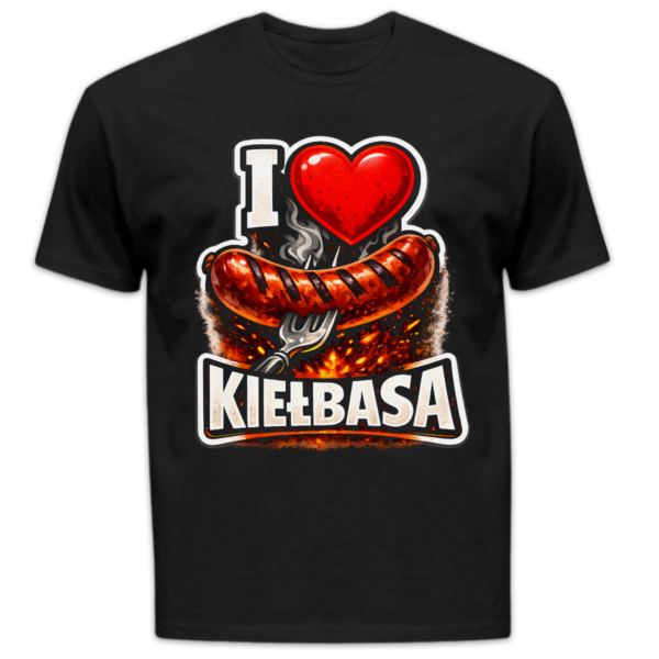 Koszulka męska I love kiełbasa czarna
