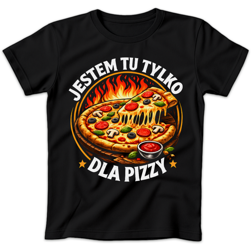 Koszulka damska Jestem tu tylko dla pizzy czarna
