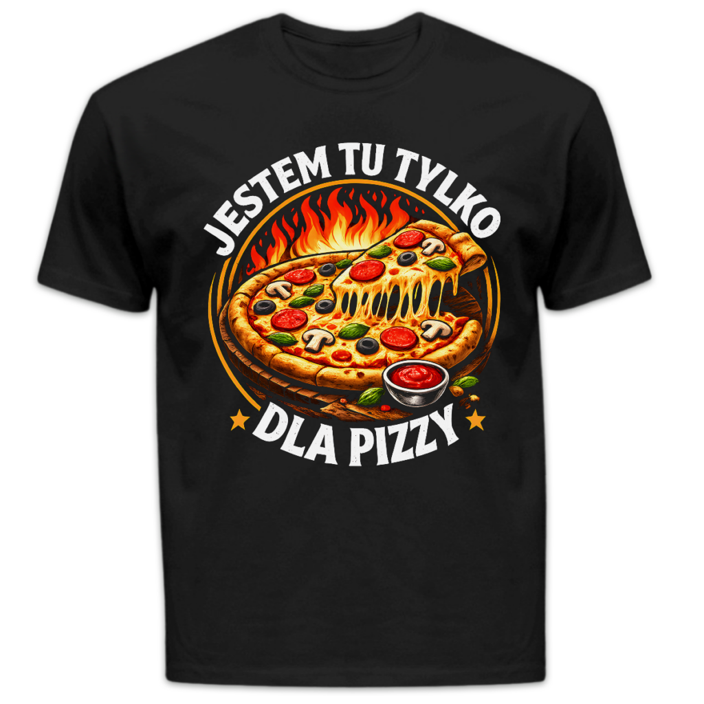 Koszulka męska Jestem tu tylko dla pizzy czarna