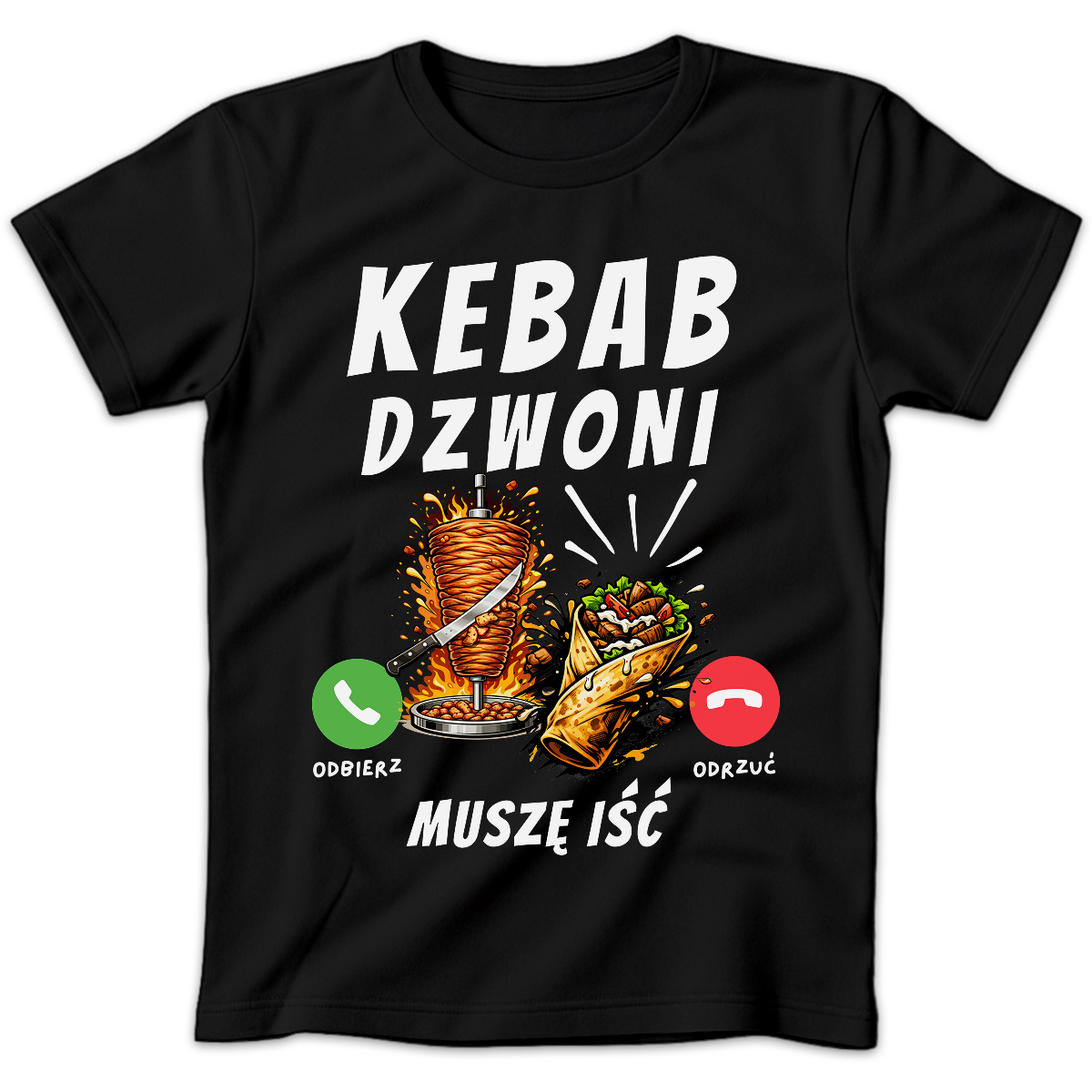 Koszulka damska Kebab dzwoni muszę iść czarna