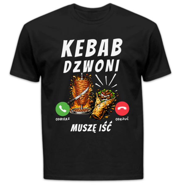 Koszulka męska Kebab dzwoni muszę iść czarna