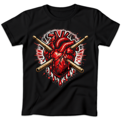 Koszulka damska Serce perkusisty czarna